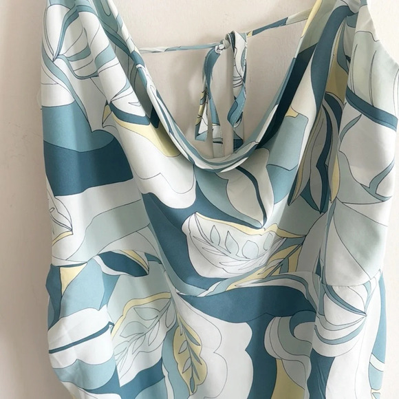 Forever 21 plus green tropical print cinch sleeveless midi dress size 1X - Picture 3 of 8